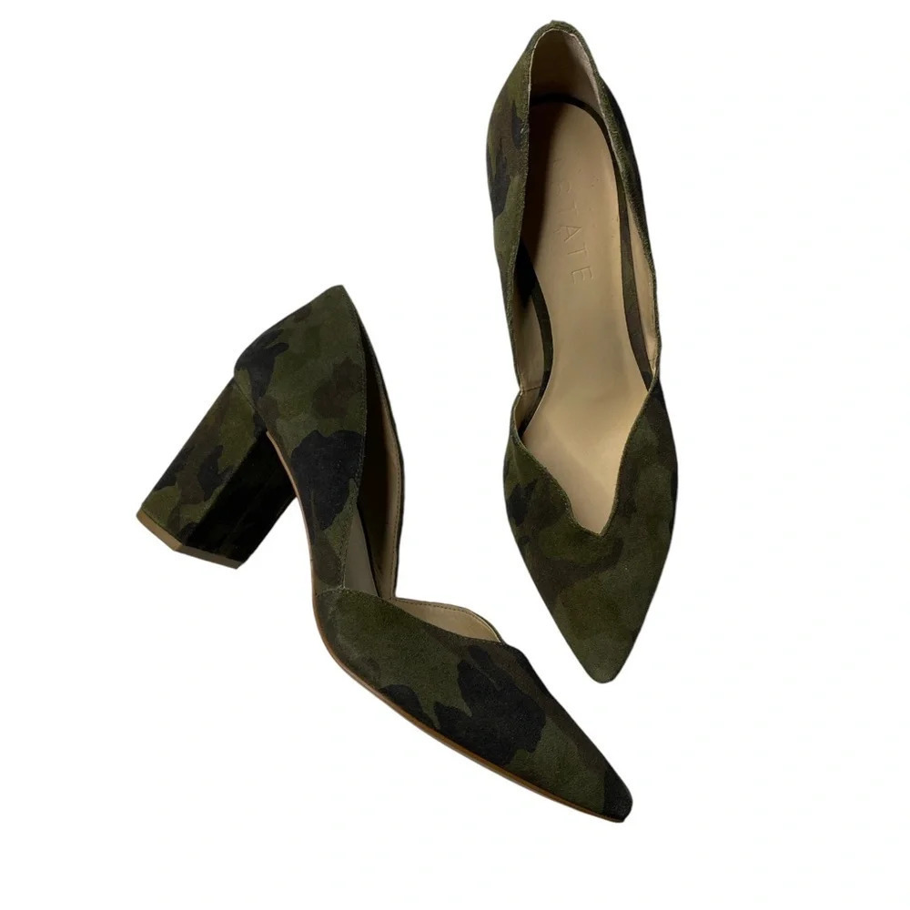 1 State camo‎ suede heeled shoes size 10